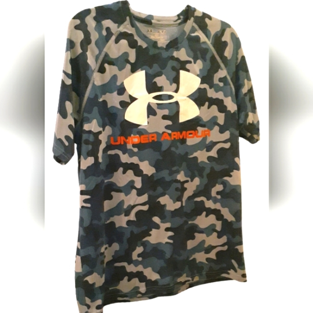 Under Armour Heatgear Blue Camo Short Sleeve Tee Shirt size M